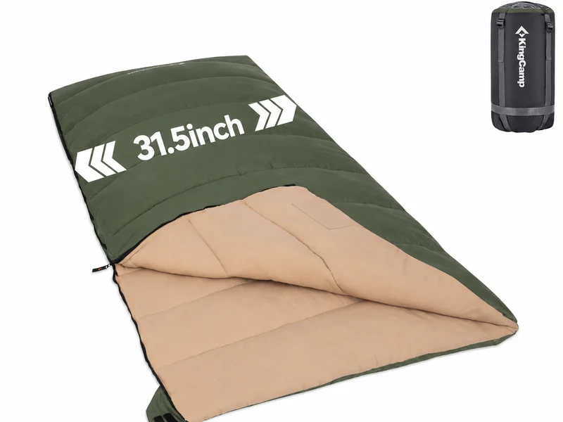 KingCamp Trippy 350 Camping Sleeping Bag, 41°F Comfort Lightweight Rectangular Sleeping Bag, Water-Resistant, Zip-Together Design with Carry Bag