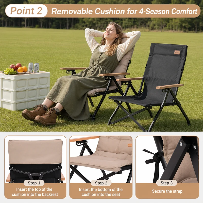 KingCamp MANGROVE C10 Folding Camping Chair | Multi-Position Recliner with Adjustable Backrest, 330lb Capacity