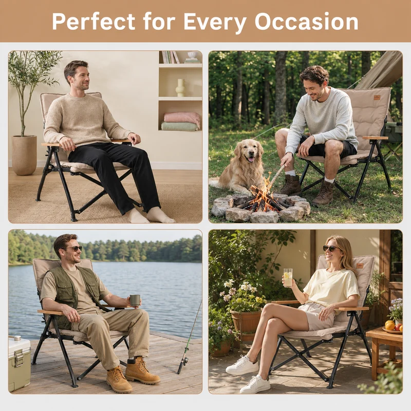 KingCamp MANGROVE C10 Folding Camping Chair | Multi-Position Recliner with Adjustable Backrest, 330lb Capacity