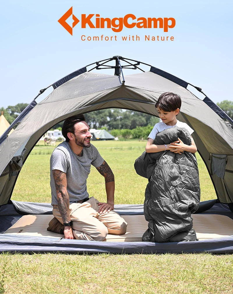 KingCamp Oasis 250S+ Kids Sleeping Bag, Hooded Youth Sleeping Bag for Camping, Soft Cotton Flannel Lining, 53.6°F Comfort, Compression Sack Included