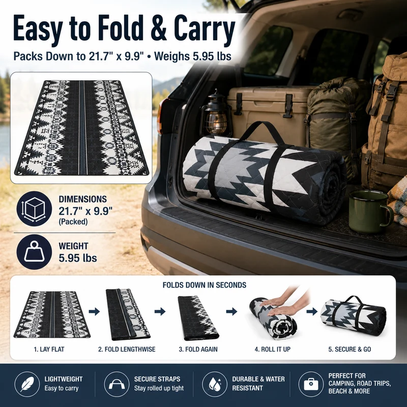 KingCamp ISIAY MAX 3.4 Large Camping Mat, 11.2 x 7.9 ft Insulated Picnic Blanket for Tent, Camping, Beach & Family Outdoor Use