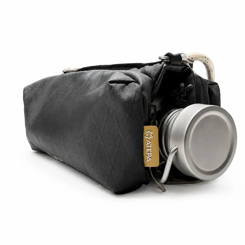 ATEPA Rugged Mini Trail Sling Bag, 210D Ripstop Nylon Crossbody Pouch with Rope Strap, Dual Compartments & Bungee Storage