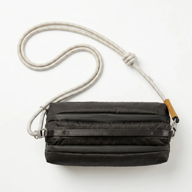 ATEPA Rugged Mini Trail Sling Bag, 210D Ripstop Nylon Crossbody Pouch with Rope Strap, Dual Compartments & Bungee Storage
