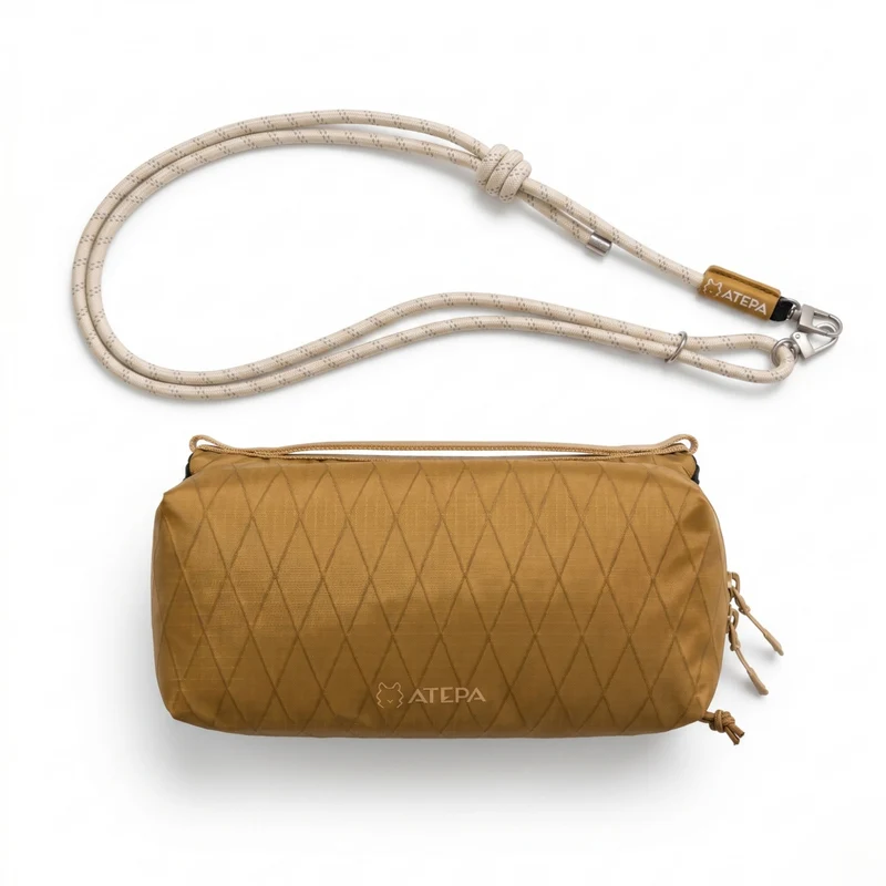 ATEPA Rugged Mini Trail Sling Bag, 210D Ripstop Nylon Crossbody Pouch with Rope Strap, Dual Compartments & Bungee Storage