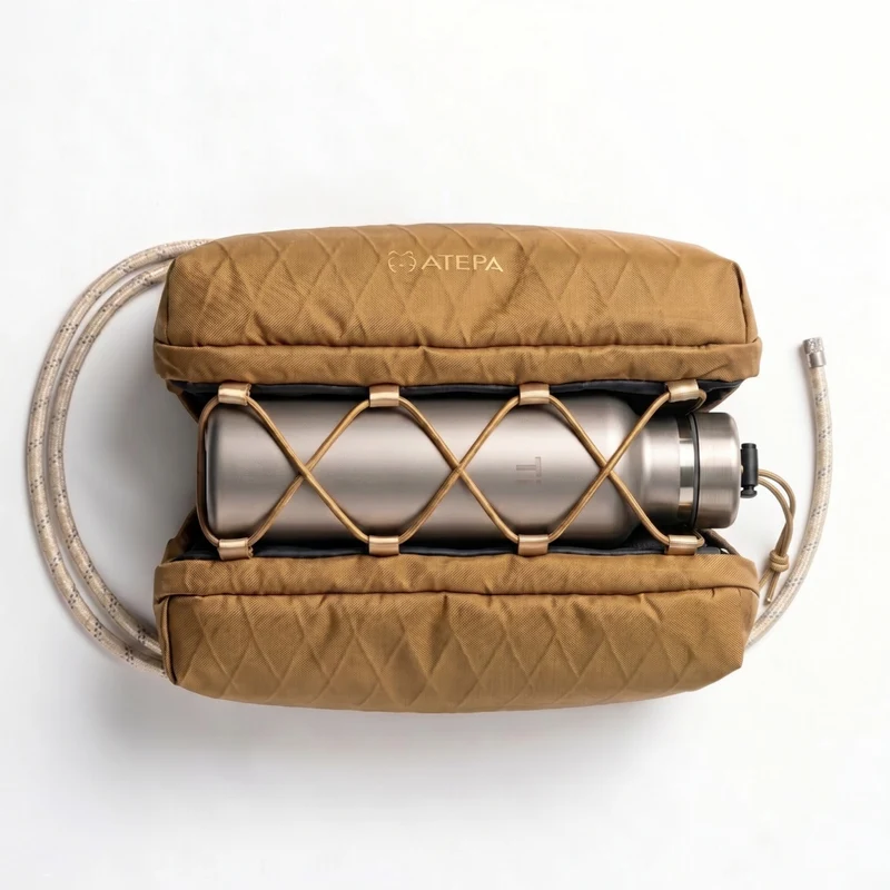 ATEPA Rugged Mini Trail Sling Bag, 210D Ripstop Nylon Crossbody Pouch with Rope Strap, Dual Compartments & Bungee Storage
