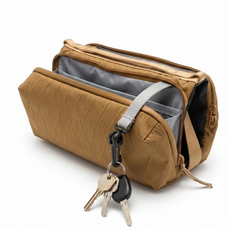 ATEPA Rugged Mini Trail Sling Bag, 210D Ripstop Nylon Crossbody Pouch with Rope Strap, Dual Compartments & Bungee Storage