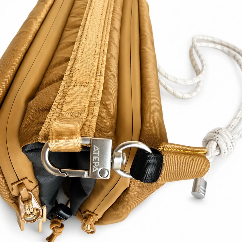ATEPA Rugged Mini Trail Sling Bag, 210D Ripstop Nylon Crossbody Pouch with Rope Strap, Dual Compartments & Bungee Storage