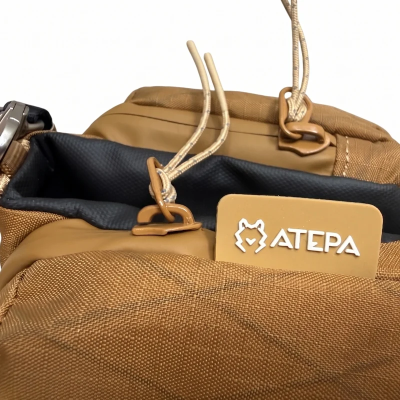 ATEPA Rugged Mini Trail Sling Bag, 210D Ripstop Nylon Crossbody Pouch with Rope Strap, Dual Compartments & Bungee Storage