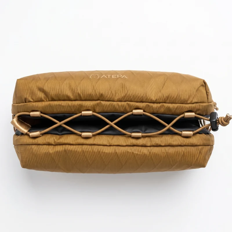 ATEPA Rugged Mini Trail Sling Bag, 210D Ripstop Nylon Crossbody Pouch with Rope Strap, Dual Compartments & Bungee Storage