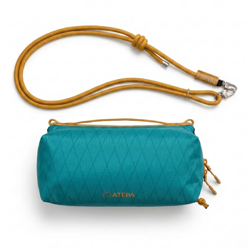 ATEPA Rugged Mini Trail Sling Bag, 210D Ripstop Nylon Crossbody Pouch with Rope Strap, Dual Compartments & Bungee Storage