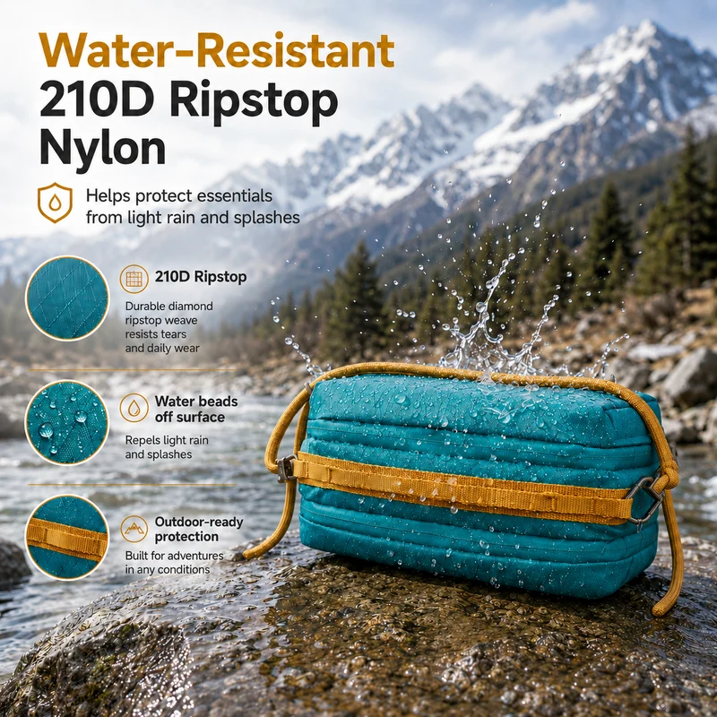 ATEPA Rugged Mini Trail Sling Bag, 210D Ripstop Nylon Crossbody Pouch with Rope Strap, Dual Compartments & Bungee Storage