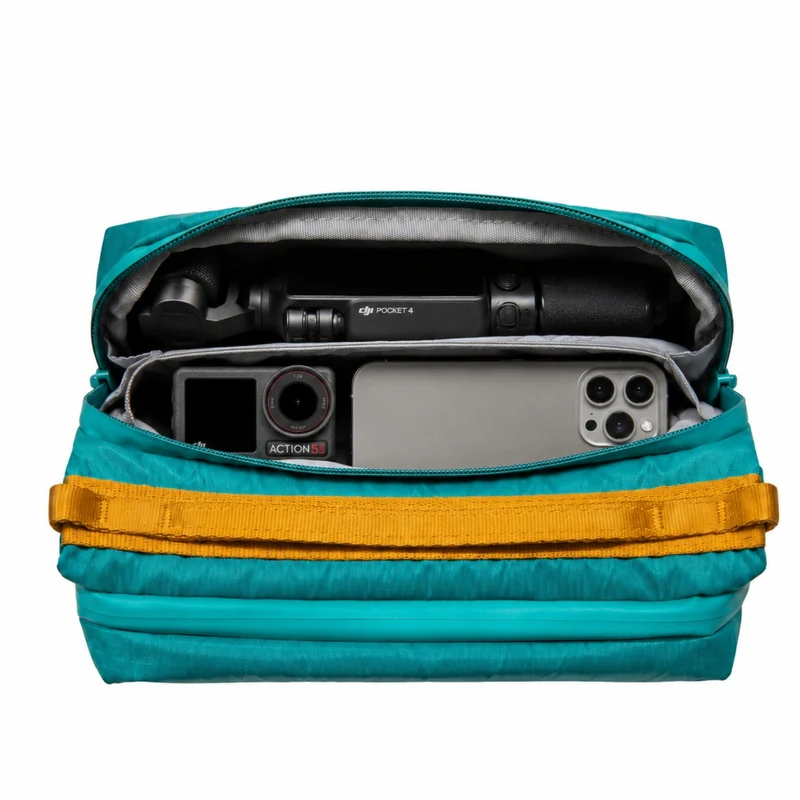 ATEPA Rugged Mini Trail Sling Bag, 210D Ripstop Nylon Crossbody Pouch with Rope Strap, Dual Compartments & Bungee Storage