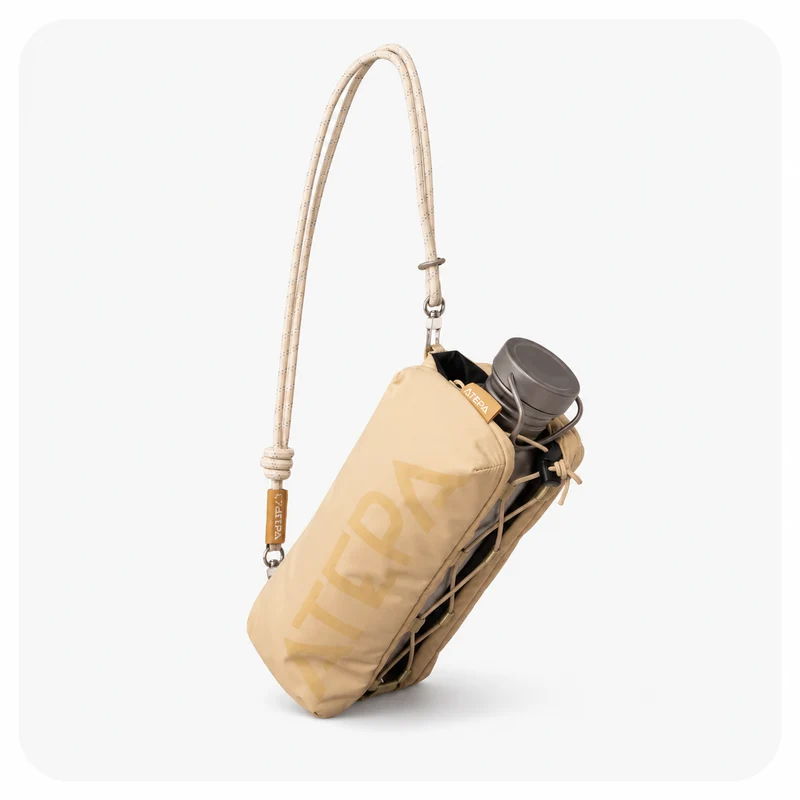 ATEPA Mini Trail Sling Bag, Unisex Lightweight Crossbody Pouch with Rope Strap, Dual Compartments & Bungee Storage