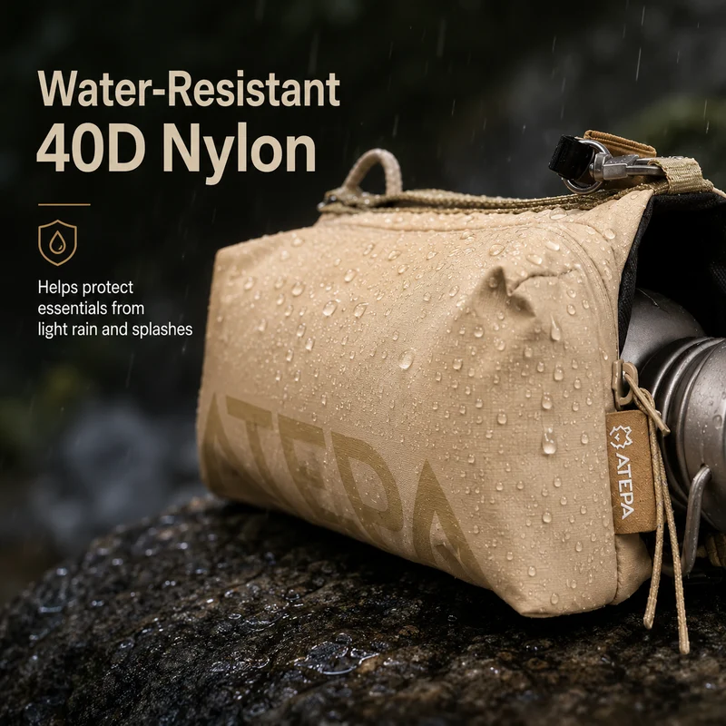 ATEPA Mini Trail Sling Bag, Unisex Lightweight Crossbody Pouch with Rope Strap, Dual Compartments & Bungee Storage