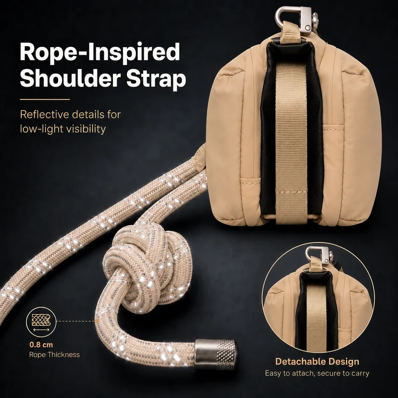 ATEPA Mini Trail Sling Bag, Unisex Lightweight Crossbody Pouch with Rope Strap, Dual Compartments & Bungee Storage