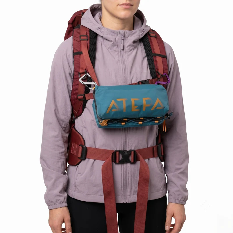 ATEPA Mini Trail Sling Bag, Unisex Lightweight Crossbody Pouch with Rope Strap, Dual Compartments & Bungee Storage