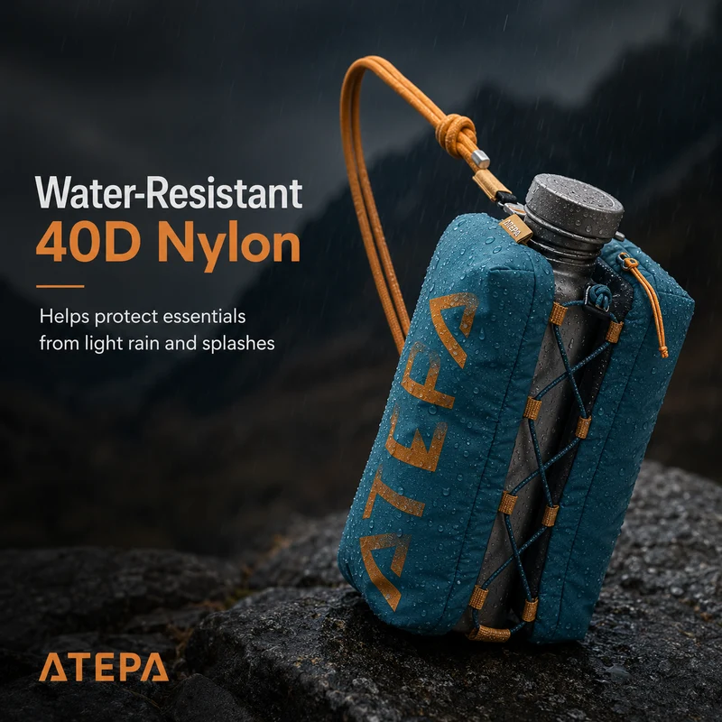 ATEPA Mini Trail Sling Bag, Unisex Lightweight Crossbody Pouch with Rope Strap, Dual Compartments & Bungee Storage