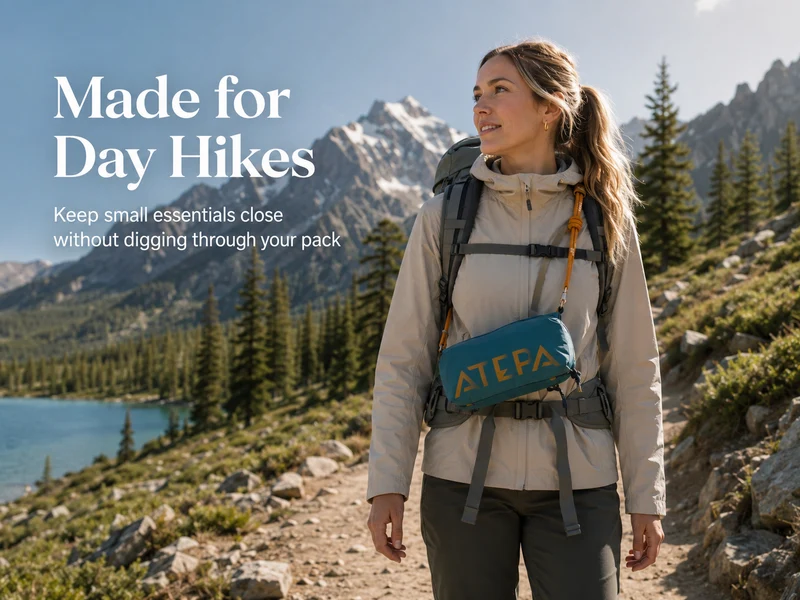 ATEPA Mini Trail Sling Bag, Unisex Lightweight Crossbody Pouch with Rope Strap, Dual Compartments & Bungee Storage