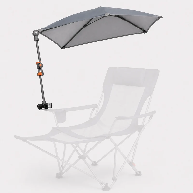 HoverShade Clip-On Umbrella for Beach Chairs, UPF 50+ Adjustable Chair Shade with Clamp, 360° Rotating Canopy & Carry Bag
