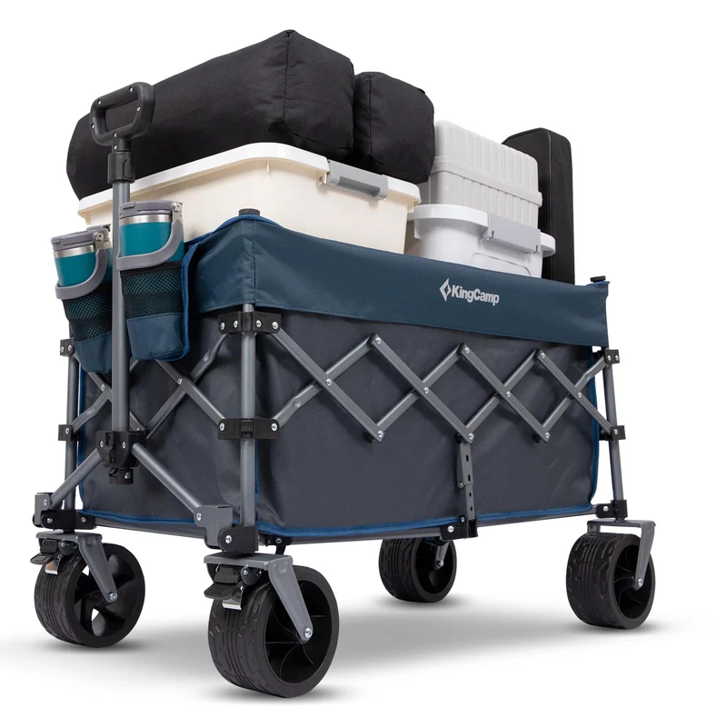 KingCamp TrailMate L7 Heavy Duty Folding Wagon | 300L Large Capacity Compact-Fold Utility Cart with 7" All-Terrain Wheels, 400lb Capacity