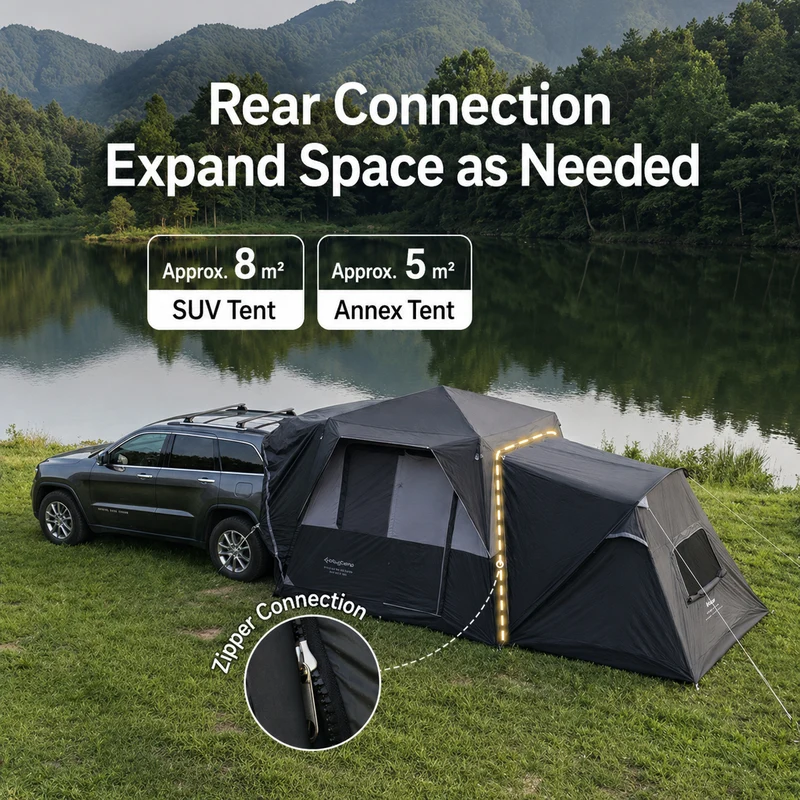 KingCamp BOUNDLESS X3 PRO Bedroom | Expandable Sleeping Attachment for SUV Tent, 3-4 Person Waterproof Shelter, Connects via Zipper