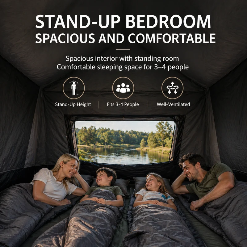 KingCamp BOUNDLESS X3 PRO Bedroom | Expandable Sleeping Attachment for SUV Tent, 3-4 Person Waterproof Shelter, Connects via Zipper