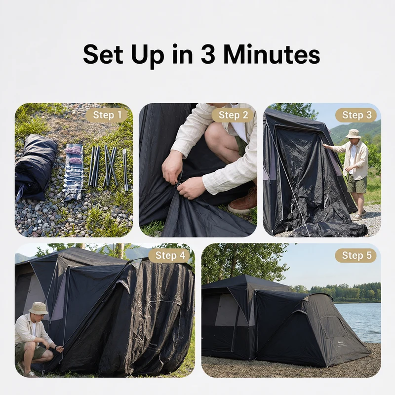 KingCamp BOUNDLESS X3 PRO Bedroom | Expandable Sleeping Attachment for SUV Tent, 3-4 Person Waterproof Shelter, Connects via Zipper