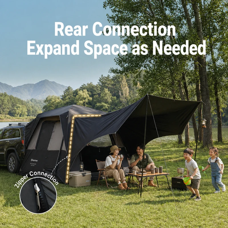 KingCamp BOUNDLESS X3 PRO Tarp UPF50+ Waterproof Canopy for SUV Tent, 15+ sq ft Expandable Sun Shelter, Standalone or Connects to X3 PRO Camping Tent