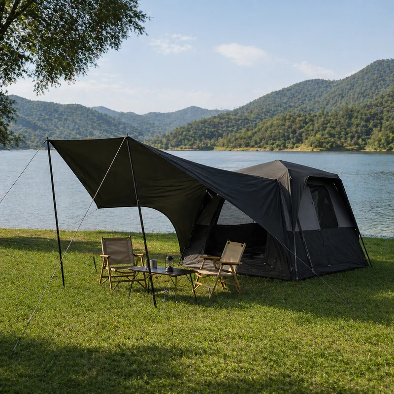 KingCamp BOUNDLESS X3 PRO Tarp UPF50+ Waterproof Canopy for SUV Tent, 15+ sq ft Expandable Sun Shelter, Standalone or Connects to X3 PRO Camping Tent