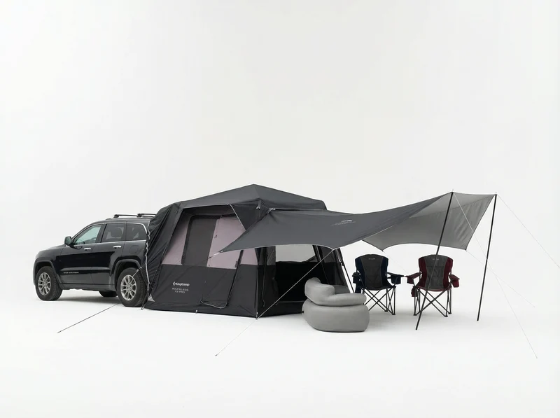 KingCamp BOUNDLESS X3 PRO Tarp UPF50+ Waterproof Canopy for SUV Tent, 15+ sq ft Expandable Sun Shelter, Standalone or Connects to X3 PRO Camping Tent