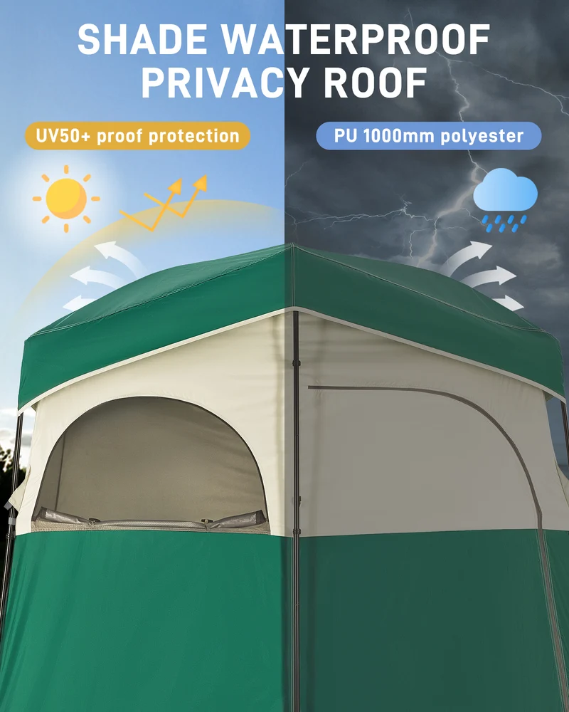 KingCamp MARASUSA II Double Privacy Shelter with 20L Solar Shower Bag | 2-Room Camping Shower Tent, UPF50+ Sun Protection, Portable Outdoor Shower Kit