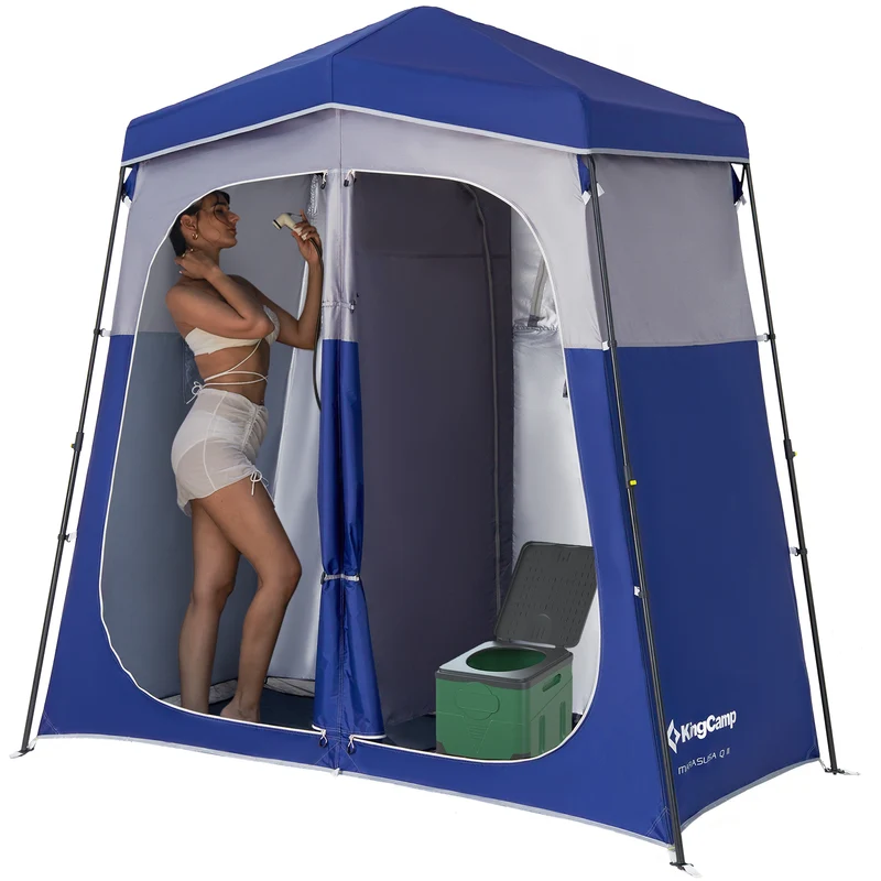 KingCamp MARASUSA Q II Double Privacy Shelter | 2-Room Pop-Up Shower Tent with UPF50+ Sun Protection