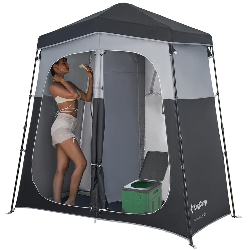 KingCamp MARASUSA Q II Double Privacy Shelter | 2-Room Pop-Up Shower Tent with UPF50+ Sun Protection
