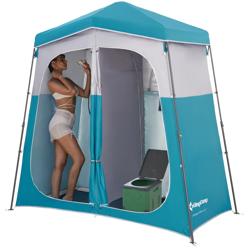 KingCamp MARASUSA Q II Double Privacy Shelter | 2-Room Pop-Up Shower Tent with UPF50+ Sun Protection