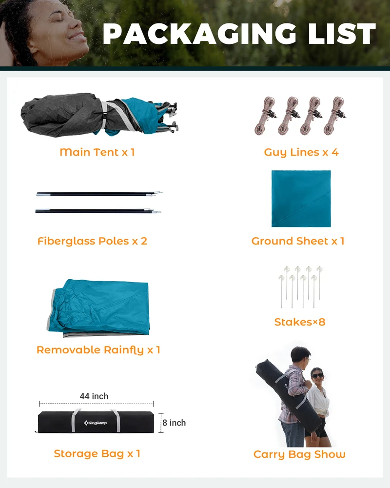 KingCamp MARASUSA Q II Double Privacy Shelter | 2-Room Pop-Up Shower Tent with UPF50+ Sun Protection