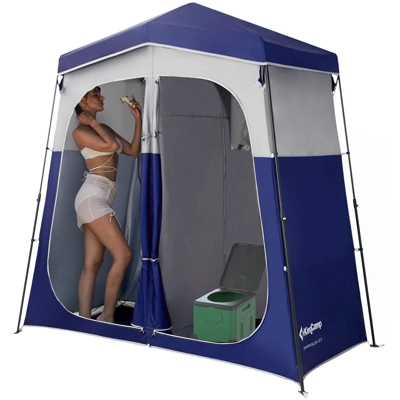 KingCamp MARASUSA Q II Double Privacy Shelter | 2-Room Pop-Up Shower Tent with UPF50+ Sun Protection