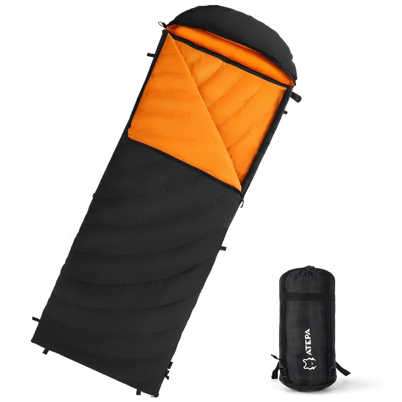 ATEPA COCOON HUG E2 400 Ultralight Coldmaster™ Down Sleeping Bag, 35°F 3-Season Backpacking Bag with Detachable Hood