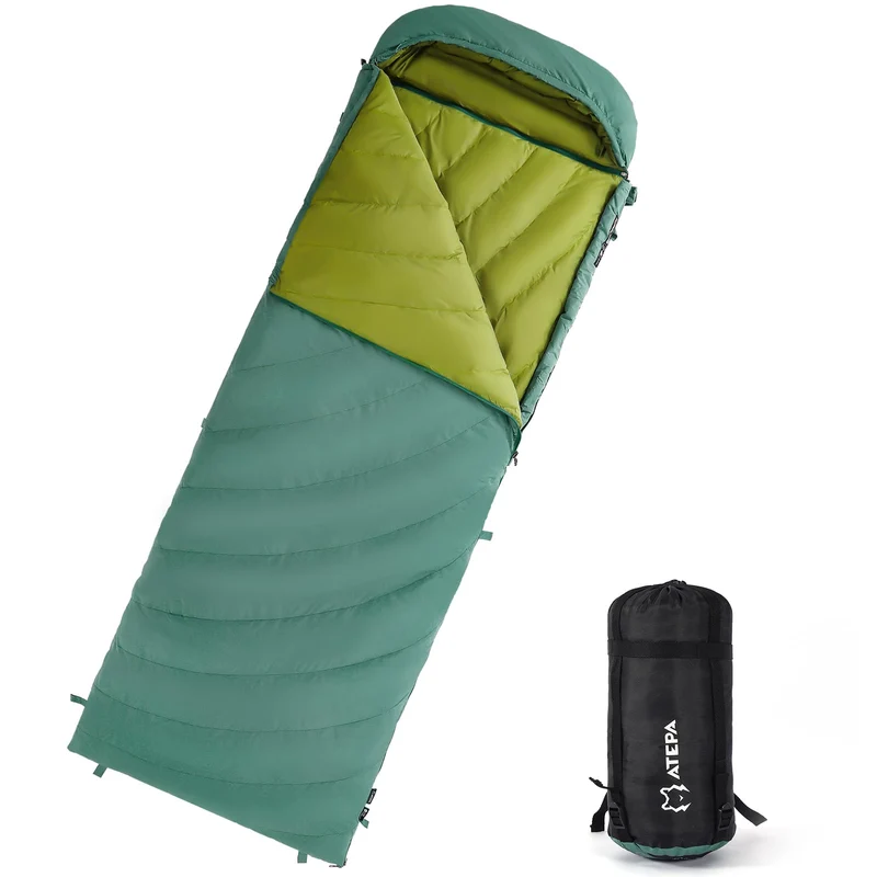 ATEPA COCOON HUG E2 400 Ultralight Coldmaster™ Down Sleeping Bag, 35°F 3-Season Backpacking Bag with Detachable Hood