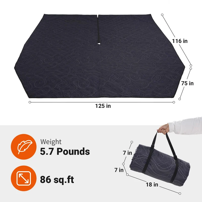 KingCamp KHAN VILLA Glamping Tent Mat | 125" x 116" Waterproof Ground Cover for KHAN VILLA 4-Season Tent