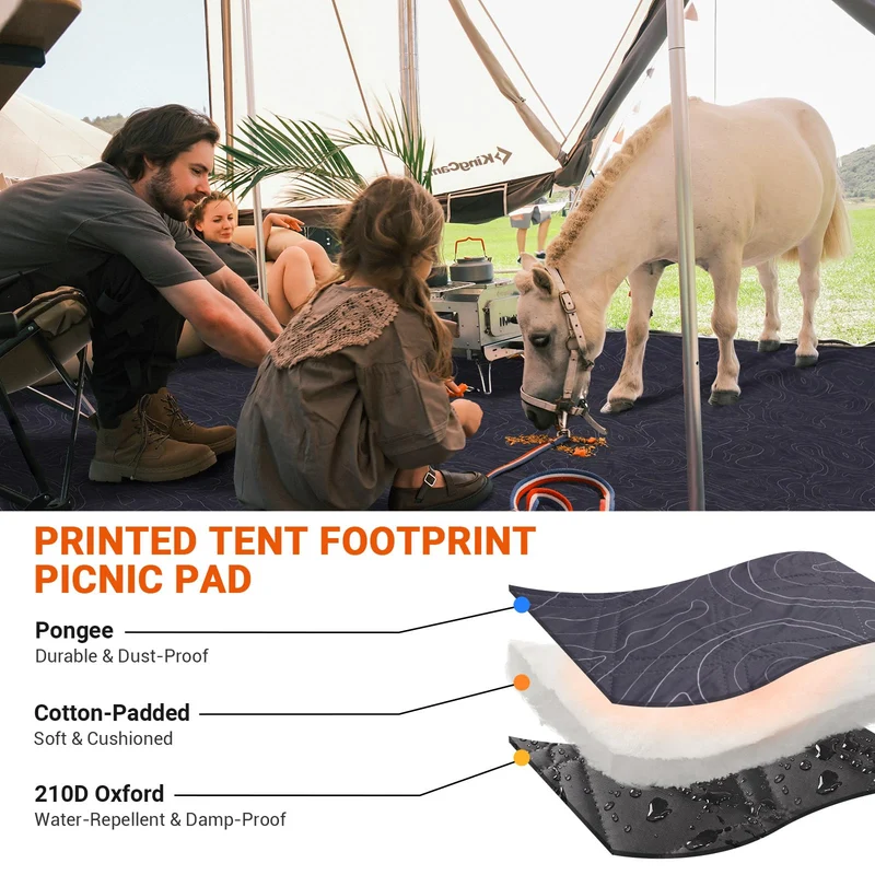 KingCamp KHAN VILLA Glamping Tent Mat | 125" x 116" Waterproof Ground Cover for KHAN VILLA 4-Season Tent