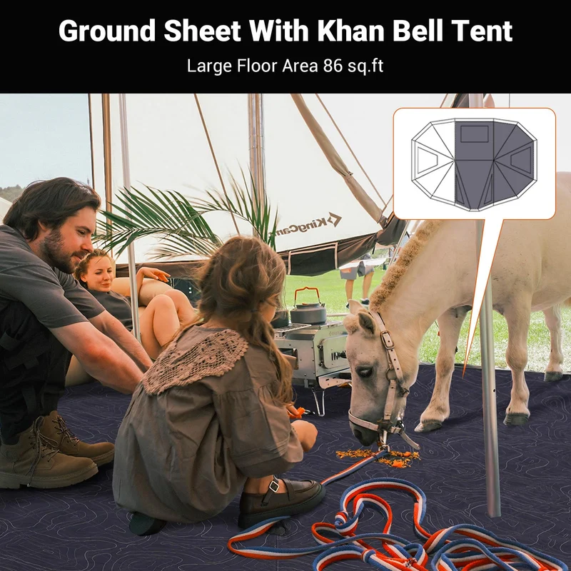 KingCamp KHAN VILLA Glamping Tent Mat | 125" x 116" Waterproof Ground Cover for KHAN VILLA 4-Season Tent