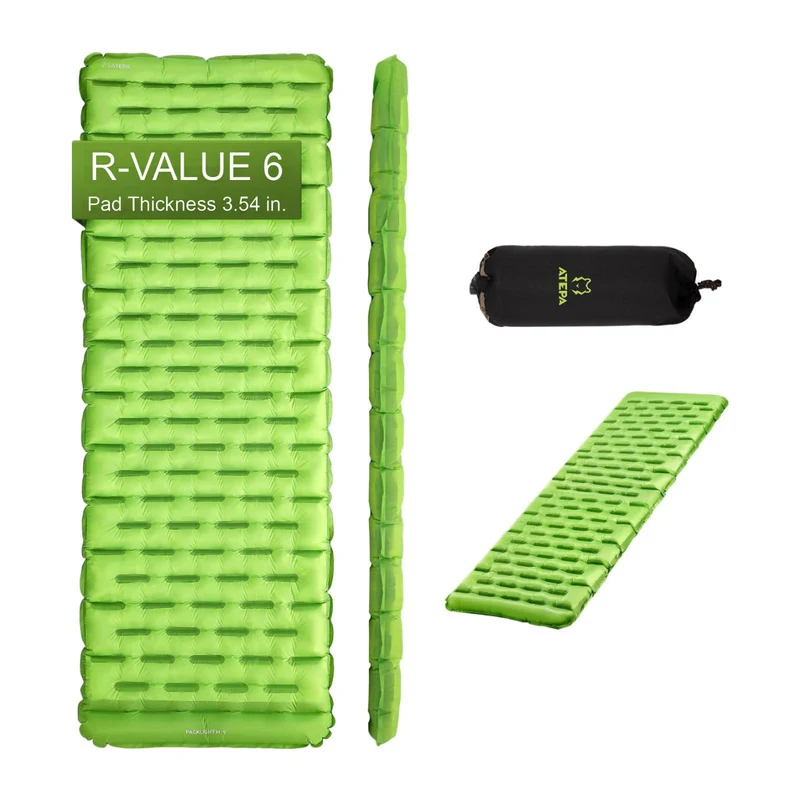 ATEPA Ultralight Insulated Sleeping Pad R Value 6 with Pump Sack