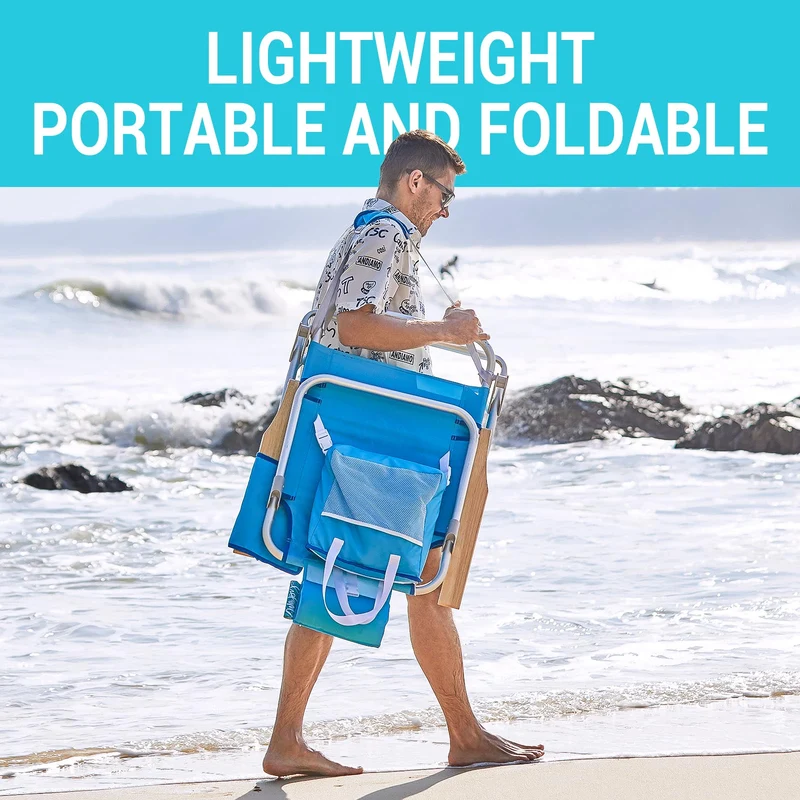 WEJOY Portable Beach Chair with 4 Positions Aluminum Camping Chair