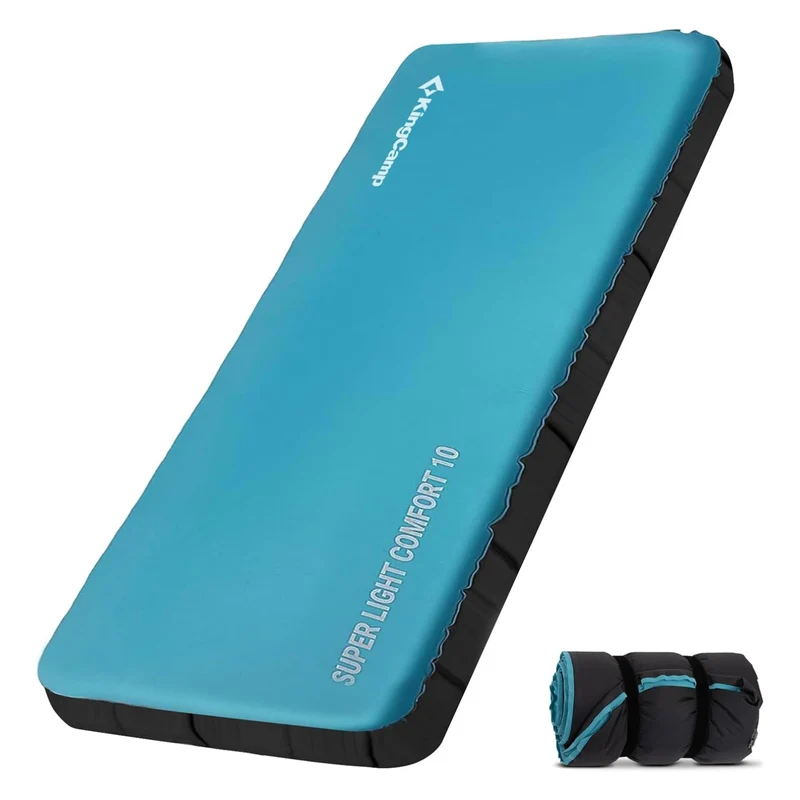 KingCamp Memory Foam Hybrid Sleeping Mat | R-Value 4.9, 4-Season Insulated Camping Pad with 50D 4-Way Stretch Fabric & Pump Sack