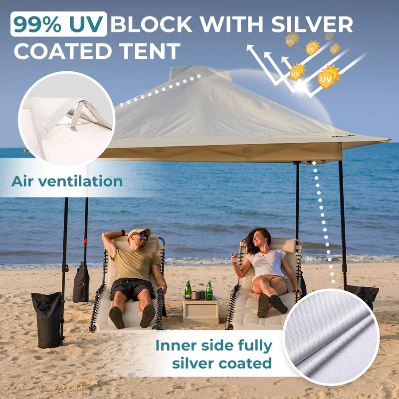 FUNDANGO 10x10ft Heavy-Duty Pop Up Outdoor Canopy Tent Sun Shelter Tent