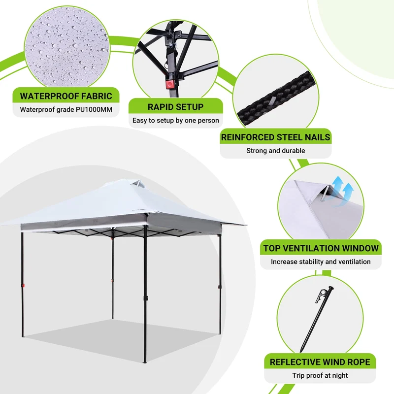 FUNDANGO 10x10ft Heavy-Duty Pop Up Outdoor Canopy Tent Sun Shelter Tent