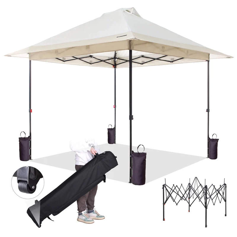 FUNDANGO 10x10ft Heavy-Duty Pop Up Outdoor Canopy Tent Sun Shelter Tent