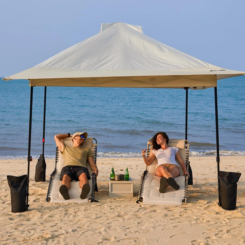 FUNDANGO 10x10ft Heavy-Duty Pop Up Outdoor Canopy Tent Sun Shelter Tent