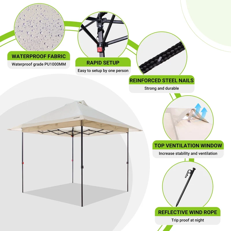 FUNDANGO 10x10ft Heavy-Duty Pop Up Outdoor Canopy Tent Sun Shelter Tent