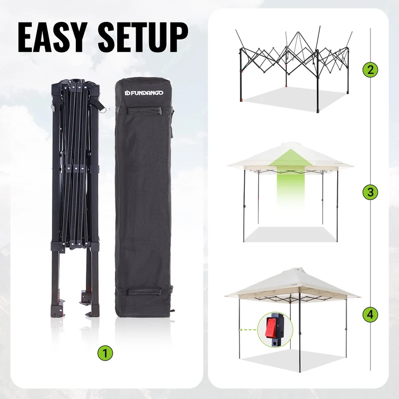 FUNDANGO 10x10ft Heavy-Duty Pop Up Outdoor Canopy Tent Sun Shelter Tent